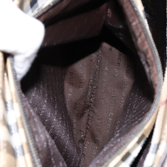 BURBERRY Nova Check Hand Bag PVC Beige Auth BA5107