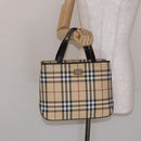 BURBERRY Nova Check Hand Bag PVC Beige Auth BA5107-22