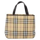 BURBERRY Nova Check Hand Bag PVC Beige Auth BA5107-2