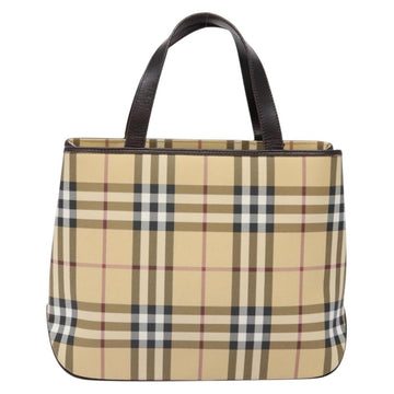BURBERRY Nova Check Hand Bag PVC Beige Auth BA5107 - 0