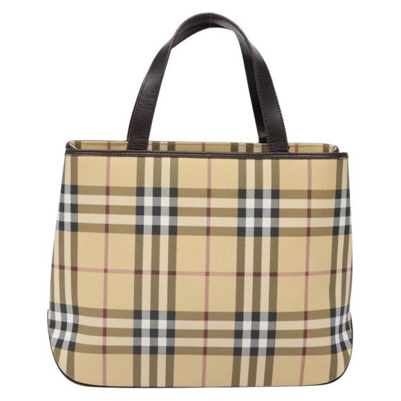 BURBERRY Nova Check Hand Bag PVC Beige Auth BA5107