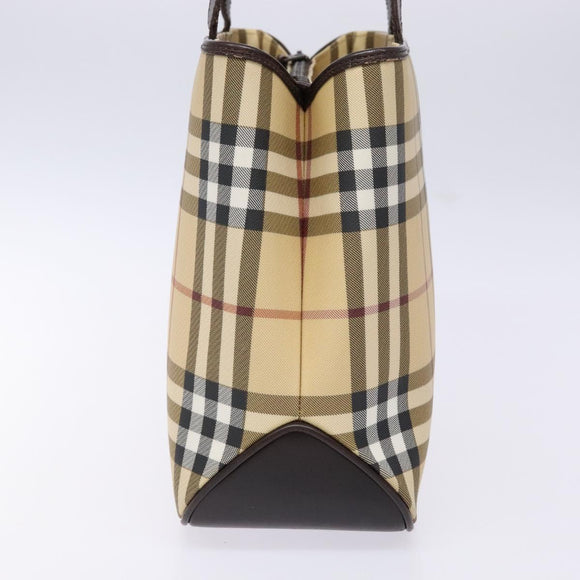 BURBERRY Nova Check Hand Bag PVC Beige Auth BA5107