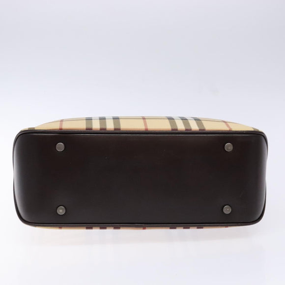 BURBERRY Nova Check Hand Bag PVC Beige Auth BA5107