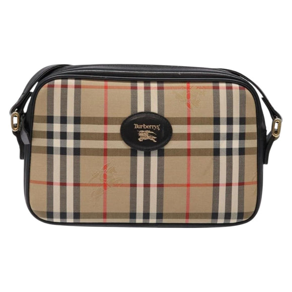 Burberrys Nova Check Shoulder Bag Canvas Beige Auth BA5109