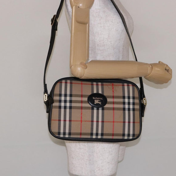 Burberrys Nova Check Shoulder Bag Canvas Beige Auth BA5109