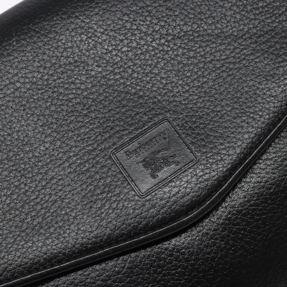 Burberrys Shoulder Bag Leather Gold Black Auth BA5110