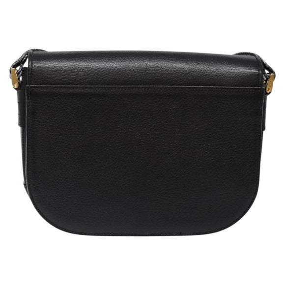 Burberrys Shoulder Bag Leather Gold Black Auth BA5110