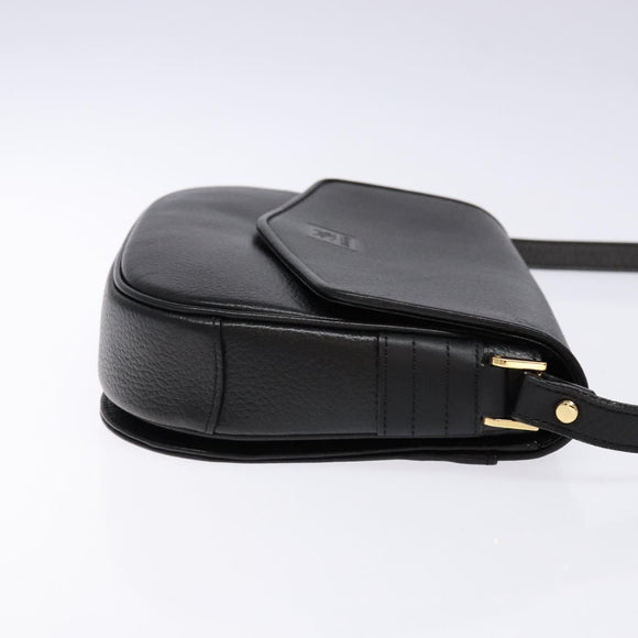 Burberrys Shoulder Bag Leather Gold Black Auth BA5110