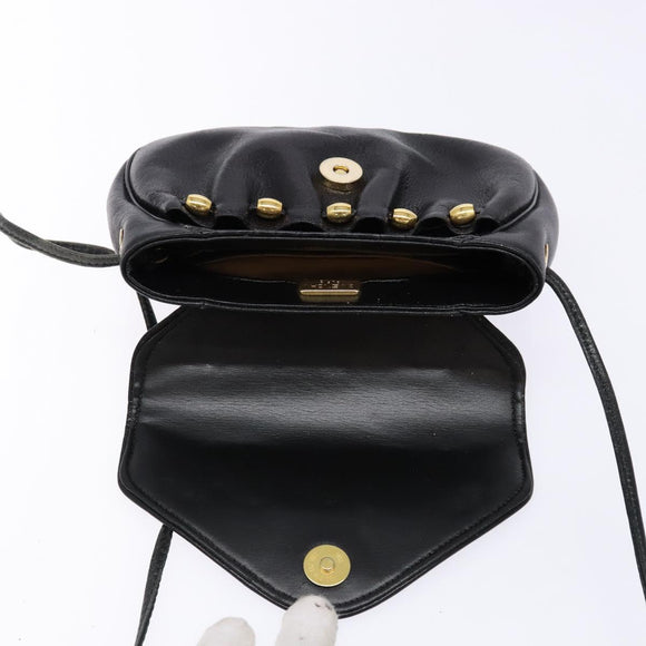 GIVENCHY Shoulder Bag Leather Gold Black Auth BA5111