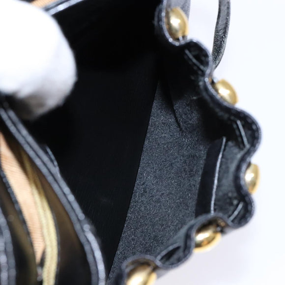 GIVENCHY Shoulder Bag Leather Gold Black Auth BA5111