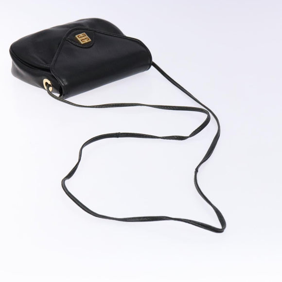 GIVENCHY Shoulder Bag Leather Gold Black Auth BA5111