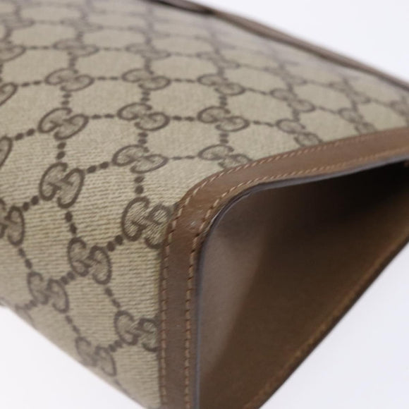 GUCCI GG Supreme Web Sherry Line Clutch Bag PVC Beige Gold 89 01 033 Auth BA5113