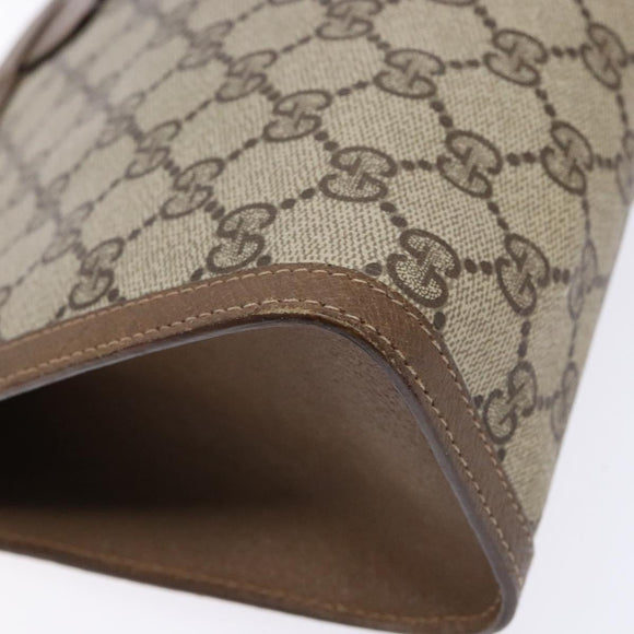 GUCCI GG Supreme Web Sherry Line Clutch Bag PVC Beige Gold 89 01 033 Auth BA5113