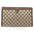 GUCCI GG Supreme Web Sherry Line Clutch Bag PVC Beige Gold 89 01 033 Auth BA5113-3