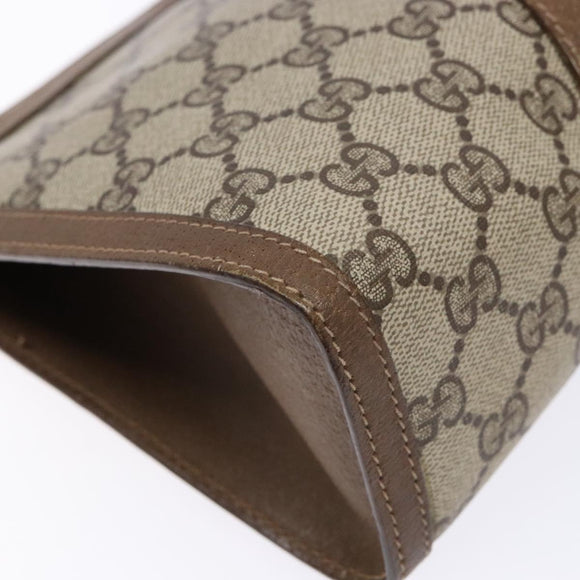 GUCCI GG Supreme Web Sherry Line Clutch Bag PVC Beige Gold 89 01 033 Auth BA5113