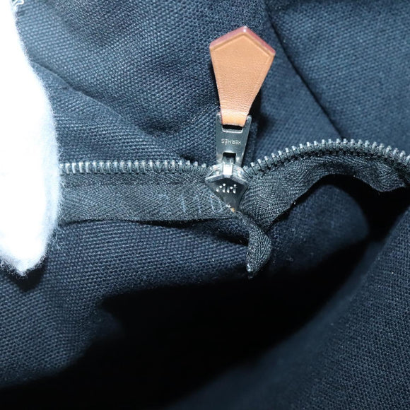 HERMES Fourre Tout MM Hand Bag Canvas Black Auth BA5114