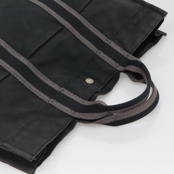 HERMES Fourre Tout MM Hand Bag Canvas Black Auth BA5114
