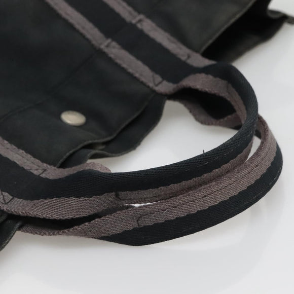 HERMES Fourre Tout MM Hand Bag Canvas Black Auth BA5114