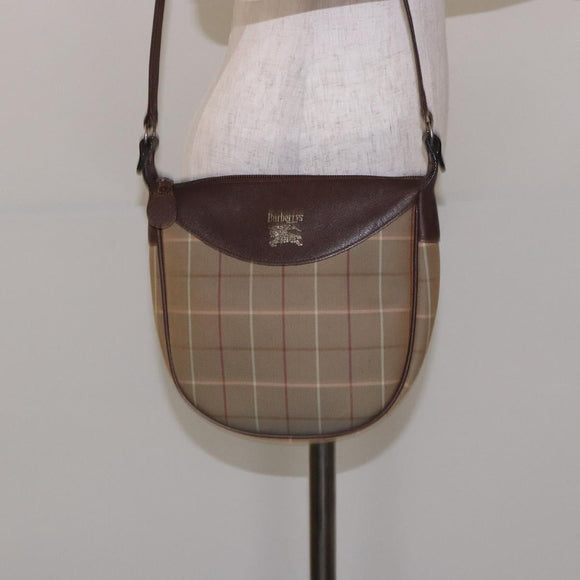 Burberrys Nova Check Shoulder Bag Canvas Beige Auth BA5115