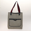 GUCCI GG Supreme Sherry Line Tote Bag PVC 2Set Beige Navy Auth BA5125-2