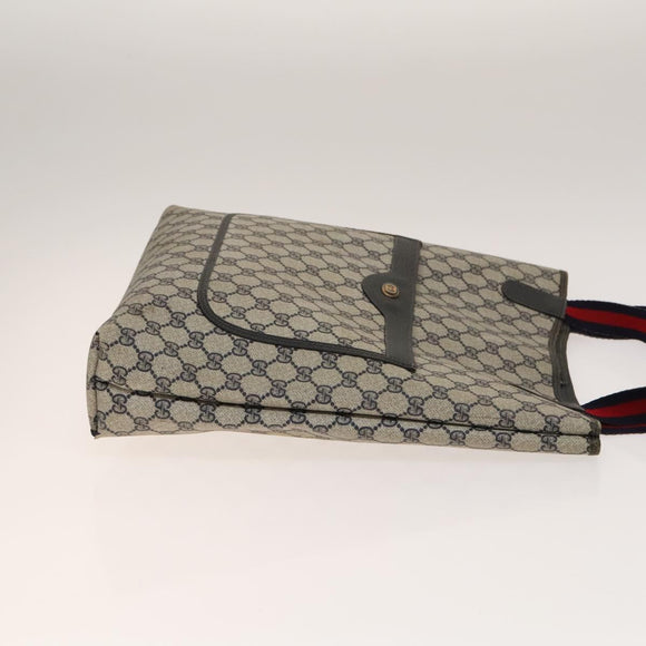 GUCCI GG Supreme Sherry Line Tote Bag PVC 2Set Beige Navy Auth BA5125