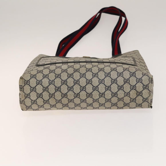 GUCCI GG Supreme Sherry Line Tote Bag PVC 2Set Beige Navy Auth BA5125