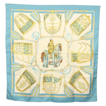 HERMES Carre 90 Scarf ""LES MUSEROLLES"" Silk Blue Auth BA5129