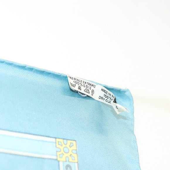 HERMES Carre 90 Scarf ""LES MUSEROLLES"" Silk Blue Auth BA5129