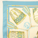 HERMES Carre 90 Scarf ""LES MUSEROLLES"" Silk Blue Auth BA5129-2