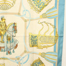 HERMES Carre 90 Scarf ""LES MUSEROLLES"" Silk Blue Auth BA5129-7