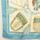 HERMES Carre 90 Scarf ""LES MUSEROLLES"" Silk Blue Auth BA5129-8