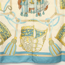 HERMES Carre 90 Scarf ""LES MUSEROLLES"" Silk Blue Auth BA5129-9