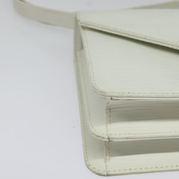 FENDI Shoulder Bag Leather White Silver Auth BA5134