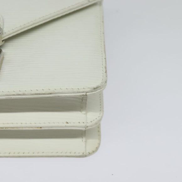 FENDI Shoulder Bag Leather White Silver Auth BA5134