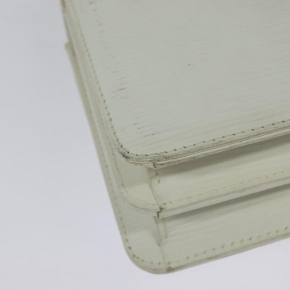 FENDI Shoulder Bag Leather White Silver Auth BA5134