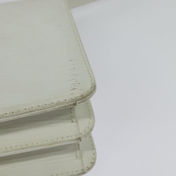 FENDI Shoulder Bag Leather White Silver Auth BA5134