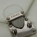 FENDI Shoulder Bag Leather White Silver Auth BA5134-14