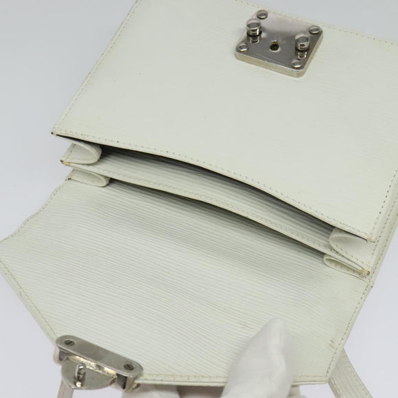 FENDI Shoulder Bag Leather White Silver Auth BA5134