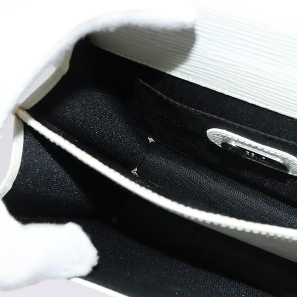 FENDI Shoulder Bag Leather White Silver Auth BA5134