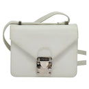 FENDI Shoulder Bag Leather White Silver Auth BA5134-2