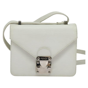 FENDI Shoulder Bag Leather White Silver Auth BA5134 - 0