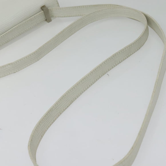 FENDI Shoulder Bag Leather White Silver Auth BA5134