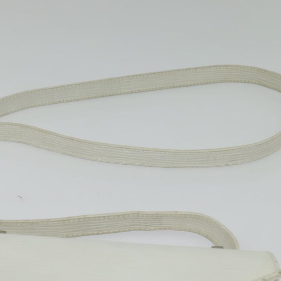 FENDI Shoulder Bag Leather White Silver Auth BA5134