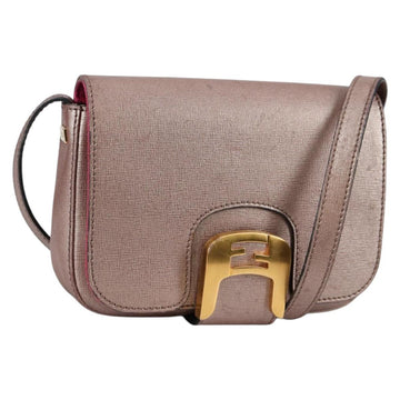 FENDI Chameleon Shoulder Bag Leather Pink Gold Auth BA5136