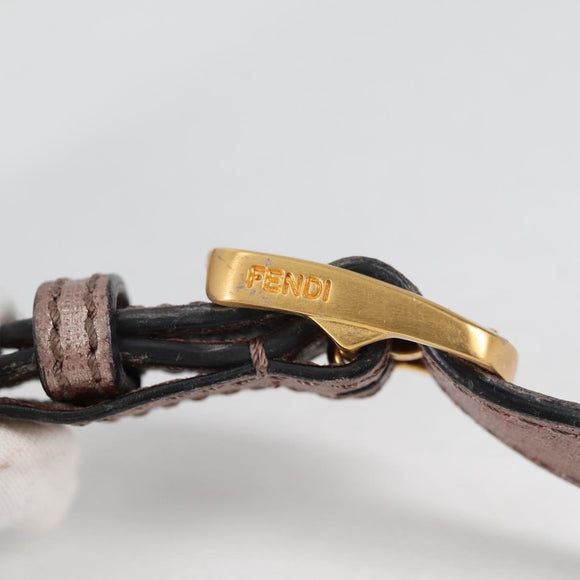 FENDI Chameleon Shoulder Bag Leather Pink Gold Auth BA5136