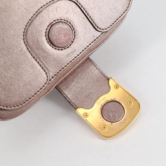 FENDI Chameleon Shoulder Bag Leather Pink Gold Auth BA5136