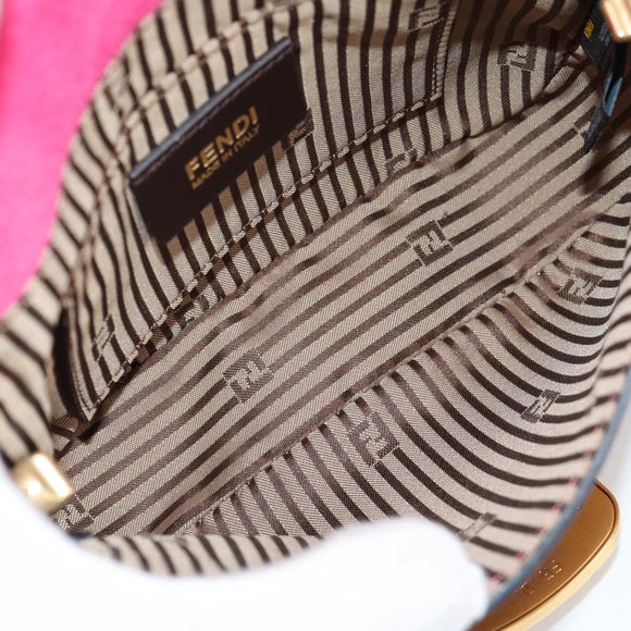 FENDI Chameleon Shoulder Bag Leather Pink Gold Auth BA5136