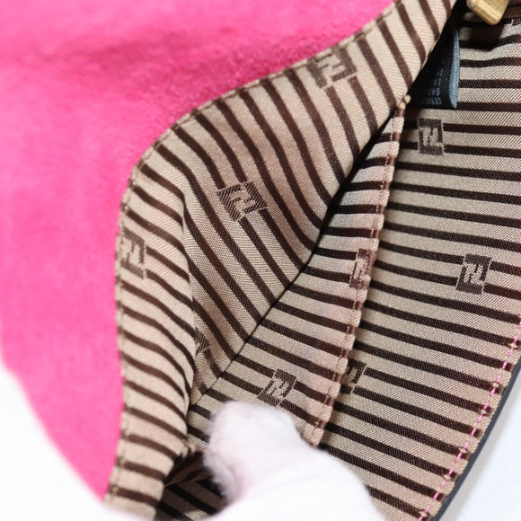 FENDI Chameleon Shoulder Bag Leather Pink Gold Auth BA5136