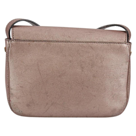 FENDI Chameleon Shoulder Bag Leather Pink Gold Auth BA5136