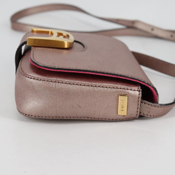 FENDI Chameleon Shoulder Bag Leather Pink Gold Auth BA5136